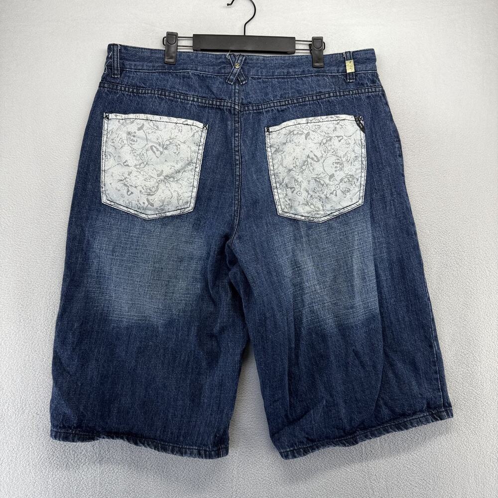 Vintage LRG Shorts Men's 38 Blue Baggy Denim Jorts Dark Faded Skater 15 in y2k